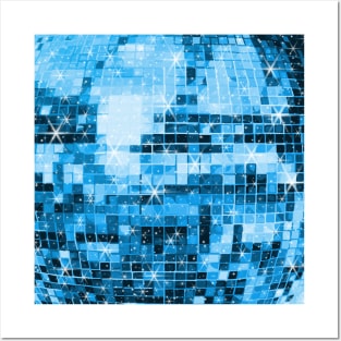 Twinkle Blue Disco Ball Pattern Posters and Art